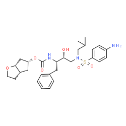 ChemSpider 2D Image | (3aS,5R,6aR)-Hexahydro-2H-cyclopenta[b]furan-5-yl [(2S,3R)-4-{[(4-aminophenyl)sulfonyl](isobutyl)amino}-3-hydroxy-1-phenyl-2-butanyl]carbamate | C28H39N3O6S