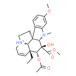 ChemSpider 2D Image | (3alpha,4beta,5alpha,12beta,19alpha)-4-Acetoxy-3-hydroxy-16-methoxy-3-(methoxycarbonyl)-1-methyl-6,7-didehydroaspidospermidin-9-ium | C25H33N2O6