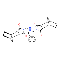 ChemSpider 2D Image | N-Benzyl[(1R,2R,6S,7R)-3,5-dioxo-4-azatricyclo[5.2.1.0~2,6~]dec-4-yl]-N-{[(1S,2R,6S,7S)-3,5-dioxo-4-azatricyclo[5.2.1.0~2,6~]dec-4-yl]methyl}methanaminium | C27H32N3O4