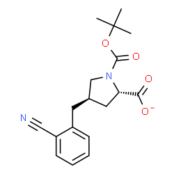 ChemSpider 2D Image | (2S,4R)-4-(2-Cyanobenzyl)-1-{[(2-methyl-2-propanyl)oxy]carbonyl}-2-pyrrolidinecarboxylate | C18H21N2O4