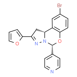 ChemSpider 2D Image | (5R,10bR)-9-Bromo-2-(2-furyl)-5-(4-pyridinyl)-1,10b-dihydropyrazolo[1,5-c][1,3]benzoxazine | C19H14BrN3O2