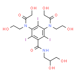 ChemSpider 2D Image | N-(2,3-Dihydroxypropyl)-3,5-bis[glycoloyl(2-hydroxyethyl)amino]-2,4,6-triiodobenzamide | C18H24I3N3O9