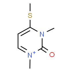 ChemSpider 2D Image | 1,3-Dimethyl-4-(methylsulfanyl)-2-oxo-2,3-dihydropyrimidin-1-ium | C7H11N2OS