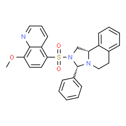 ChemSpider 2D Image | (3S,10bS)-2-[(8-Methoxy-5-quinolinyl)sulfonyl]-3-phenyl-1,2,3,5,6,10b-hexahydroimidazo[5,1-a]isoquinoline | C27H25N3O3S