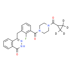 ChemSpider 2D Image | 4-[3-({4-[(2,2,3,3-~2~H_4_)Cyclopropylcarbonyl]-1-piperazinyl}carbonyl)-2-fluorobenzyl]-1(2H)-phthalazinone | C24H19D4FN4O3