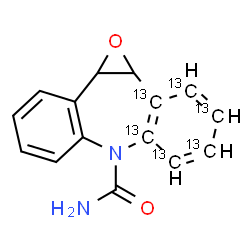 ChemSpider 2D Image | (1b,2,3,4,5,5a-~13~C_6_)-1a,10b-Dihydro-6H-dibenzo[b,f]oxireno[d]azepine-6-carboxamide | C913C6H12N2O2