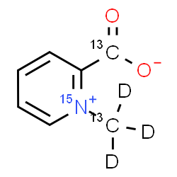 ChemSpider 2D Image | 1-(~13~C,~2~H_3_)Methyl-2-(~15~N)pyridinium(~13~C)carboxylate | C513C2H4D315NO2