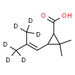 ChemSpider 2D Image | 2,2-Dimethyl-3-[2-(~2~H_3_)methyl(3,3,3-~2~H_3_)-1-propen-1-yl]cyclopropanecarboxylic acid | C10H10D6O2