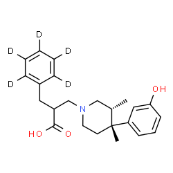 ChemSpider 2D Image | 3-[(3R,4R)-4-(3-Hydroxyphenyl)-3,4-dimethyl-1-piperidinyl]-2-[(~2~H_5_)phenylmethyl]propanoic acid | C23H24D5NO3