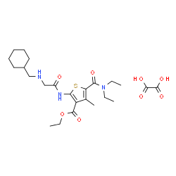 ChemSpider 2D Image | Ethyl 2-{[N-(cyclohexylmethyl)glycyl]amino}-5-(diethylcarbamoyl)-4-methyl-3-thiophenecarboxylate ethanedioate (1:1) | C24H37N3O8S