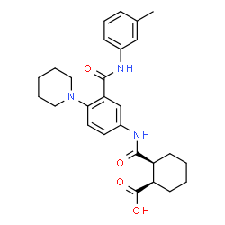 ChemSpider 2D Image | (1R,2S)-2-({3-[(3-Methylphenyl)carbamoyl]-4-(1-piperidinyl)phenyl}carbamoyl)cyclohexanecarboxylic acid | C27H33N3O4