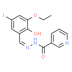 ChemSpider 2D Image | N'-[(Z)-(3-Ethoxy-2-hydroxy-5-iodophenyl)methylene]nicotinohydrazide | C15H14IN3O3