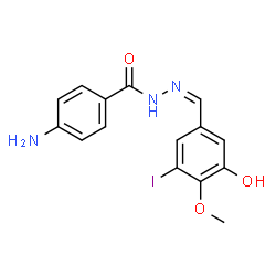 ChemSpider 2D Image | 4-Amino-N'-[(Z)-(3-hydroxy-5-iodo-4-methoxyphenyl)methylene]benzohydrazide | C15H14IN3O3