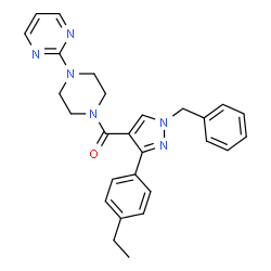 ChemSpider 2D Image | [1-Benzyl-3-(4-ethylphenyl)-1H-pyrazol-4-yl][4-(2-pyrimidinyl)-1-piperazinyl]methanone | C27H28N6O
