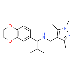 ChemSpider 2D Image | 1-(2,3-Dihydro-1,4-benzodioxin-6-yl)-2-methyl-N-[(1,3,5-trimethyl-1H-pyrazol-4-yl)methyl]-1-propanamine | C19H27N3O2