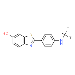 ChemSpider 2D Image | 2-{4-[(~3~H_3_)Methylamino]phenyl}-1,3-benzothiazol-6-ol | C14H9T3N2OS