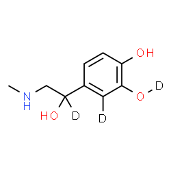 ChemSpider 2D Image | 4-[1-Hydroxy-2-(methylamino)(1-~2~H)ethyl]-1,2-(3-~2~H)benzene(2-~2~H)diol | C9H10D3NO3