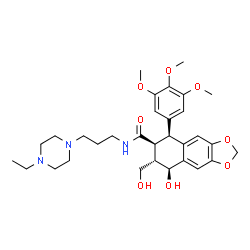 ChemSpider 2D Image | (5S,6S,7S,8S)-N-[3-(4-Ethyl-1-piperazinyl)propyl]-8-hydroxy-7-(hydroxymethyl)-5-(3,4,5-trimethoxyphenyl)-5,6,7,8-tetrahydronaphtho[2,3-d][1,3]dioxole-6-carboxamide | C31H43N3O8