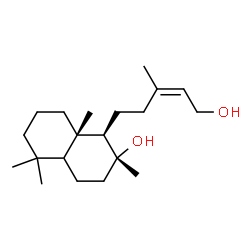 ChemSpider 2D Image | (1R,2R,8aS)-1-[(3Z)-5-Hydroxy-3-methyl-3-penten-1-yl]-2,5,5,8a-tetramethyldecahydro-2-naphthalenol | C20H36O2