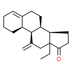 ChemSpider 2D Image | (8S,9R,10R,14R)-13-Ethyl-11-methylene-1,2,3,6,7,8,9,10,11,12,13,14,15,16-tetradecahydro-17H-cyclopenta[a]phenanthren-17-one (non-preferred name) | C20H28O