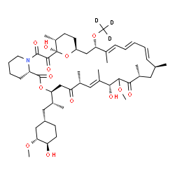 ChemSpider 2D Image | (1R,9S,12S,15R,16E,18R,21R,23S,24E,26E,28E,30S,32S,35R)-1,18-Dihydroxy-12-{(2R)-1-[(1S,3R,4R)-4-hydroxy-3-methoxycyclohexyl]-2-propanyl}-19-methoxy-15,17,21,23,29,35-hexamethyl-30-[(~2~H_3_)methyloxy]
-11,36-dioxa-4-azatricyclo[30.3.1.0~4,9~]hexatriaconta-16,24,26,28-tetraene-2,3,10,14,20-pentone | C51H76D3NO13