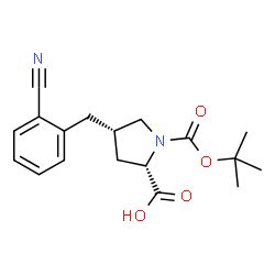 ChemSpider 2D Image | (4S)-4-(2-Cyanobenzyl)-1-{[(2-methyl-2-propanyl)oxy]carbonyl}-L-proline | C18H22N2O4