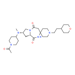 ChemSpider 2D Image | (8'S,9a'S)-8'-[(1-Acetyl-4-piperidinyl)(methyl)amino]-1-[2-(tetrahydro-2H-pyran-4-yl)ethyl]tetrahydrospiro[piperidine-4,3'-pyrrolo[1,2-a][1,4]diazepine]-1',5'(2'H,4'H)-dione | C27H45N5O4