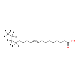 ChemSpider 2D Image | (9E)-(15,15,16,16,17,17,18,18,18-~2~H_9_)-9-Octadecenoic acid | C18H25D9O2