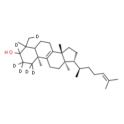 ChemSpider 2D Image | (5xi)-(1,1,2,2,3,28-~2~H_6_)Lanosta-8,24-dien-3-ol | C30H44D6O