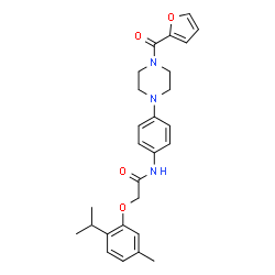 ChemSpider 2D Image | N-{4-[4-(2-Furoyl)-1-piperazinyl]phenyl}-2-(2-isopropyl-5-methylphenoxy)acetamide | C27H31N3O4