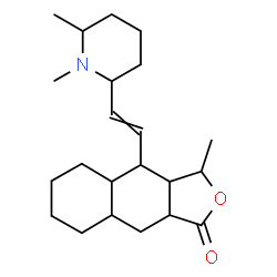 ChemSpider 2D Image | 4-[2-(1,6-Dimethyl-2-piperidinyl)vinyl]-3-methyldecahydronaphtho[2,3-c]furan-1(3H)-one | C22H35NO2