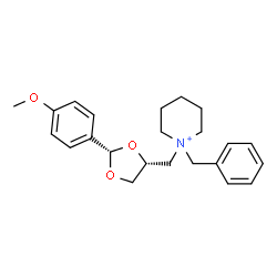 ChemSpider 2D Image | 1-Benzyl-1-{[(2S,4R)-2-(4-methoxyphenyl)-1,3-dioxolan-4-yl]methyl}piperidinium | C23H30NO3