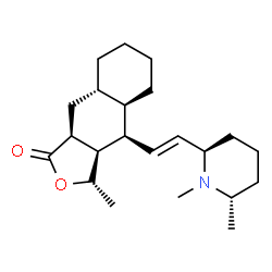 ChemSpider 2D Image | (3S,3aR,4R,4aR,8aS,9aS)-4-{(E)-2-[(2R,6S)-1,6-Dimethyl-2-piperidinyl]vinyl}-3-methyldecahydronaphtho[2,3-c]furan-1(3H)-one | C22H35NO2
