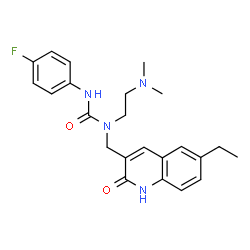 ChemSpider 2D Image | 1-[2-(Dimethylamino)ethyl]-1-[(6-ethyl-2-oxo-1,2-dihydro-3-quinolinyl)methyl]-3-(4-fluorophenyl)urea | C23H27FN4O2