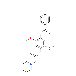 ChemSpider 2D Image | 4-tert-butyl-N-[2,5-dimethoxy-4-[[1-oxo-2-(1-piperidinyl)ethyl]amino]phenyl]benzamide | C26H35N3O4