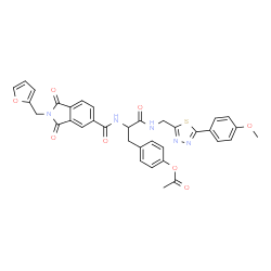 ChemSpider 2D Image | 4-[2-({[2-(2-Furylmethyl)-1,3-dioxo-2,3-dihydro-1H-isoindol-5-yl]carbonyl}amino)-3-({[5-(4-methoxyphenyl)-1,3,4-thiadiazol-2-yl]methyl}amino)-3-oxopropyl]phenyl acetate | C35H29N5O8S