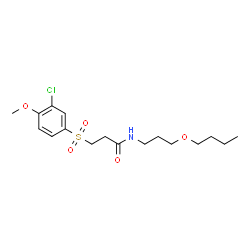 ChemSpider 2D Image | N-(3-Butoxypropyl)-3-[(3-chloro-4-methoxyphenyl)sulfonyl]propanamide | C17H26ClNO5S