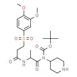 ChemSpider 2D Image | 2-Methyl-2-propanyl (N-{3-[(3,4-dimethoxyphenyl)sulfonyl]propanoyl}alanyl)4-piperidinylcarbamate | C24H37N3O8S