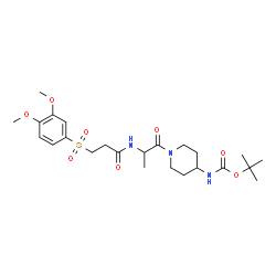 ChemSpider 2D Image | 2-Methyl-2-propanyl [1-(N-{3-[(3,4-dimethoxyphenyl)sulfonyl]propanoyl}alanyl)-4-piperidinyl]carbamate | C24H37N3O8S