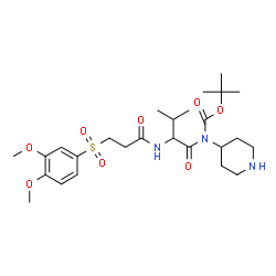 ChemSpider 2D Image | 2-Methyl-2-propanyl (N-{3-[(3,4-dimethoxyphenyl)sulfonyl]propanoyl}valyl)4-piperidinylcarbamate | C26H41N3O8S