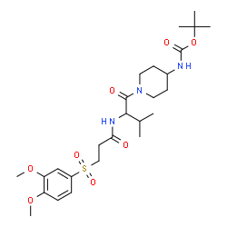 ChemSpider 2D Image | 2-Methyl-2-propanyl [1-(N-{3-[(3,4-dimethoxyphenyl)sulfonyl]propanoyl}valyl)-4-piperidinyl]carbamate | C26H41N3O8S