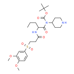 ChemSpider 2D Image | 2-Methyl-2-propanyl (N-{3-[(3,4-dimethoxyphenyl)sulfonyl]propanoyl}norvalyl)4-piperidinylcarbamate | C26H41N3O8S