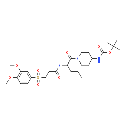 ChemSpider 2D Image | 2-Methyl-2-propanyl [1-(N-{3-[(3,4-dimethoxyphenyl)sulfonyl]propanoyl}norvalyl)-4-piperidinyl]carbamate | C26H41N3O8S
