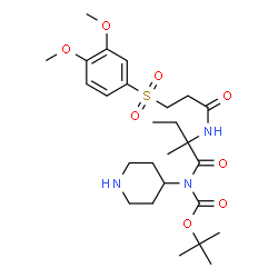 ChemSpider 2D Image | 2-Methyl-2-propanyl (N-{3-[(3,4-dimethoxyphenyl)sulfonyl]propanoyl}isovalyl)4-piperidinylcarbamate | C26H41N3O8S