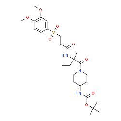ChemSpider 2D Image | 2-Methyl-2-propanyl [1-(N-{3-[(3,4-dimethoxyphenyl)sulfonyl]propanoyl}isovalyl)-4-piperidinyl]carbamate | C26H41N3O8S