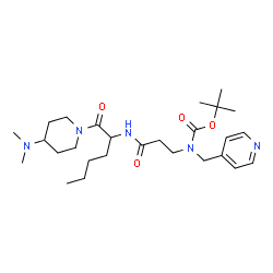 ChemSpider 2D Image | 2-Methyl-2-propanyl [3-({1-[4-(dimethylamino)-1-piperidinyl]-1-oxo-2-hexanyl}amino)-3-oxopropyl](4-pyridinylmethyl)carbamate | C27H45N5O4