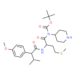 ChemSpider 2D Image | 2-Methyl-2-propanyl {N-[2-(4-methoxyphenyl)-3-methylbutanoyl]methionyl}4-piperidinylcarbamate | C27H43N3O5S