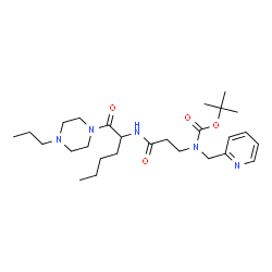 ChemSpider 2D Image | 2-Methyl-2-propanyl (3-oxo-3-{[1-oxo-1-(4-propyl-1-piperazinyl)-2-hexanyl]amino}propyl)(2-pyridinylmethyl)carbamate | C27H45N5O4