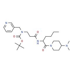 ChemSpider 2D Image | 2-Methyl-2-propanyl [3-({1-[4-(dimethylamino)-1-piperidinyl]-1-oxo-2-hexanyl}amino)-3-oxopropyl](3-pyridinylmethyl)carbamate | C27H45N5O4