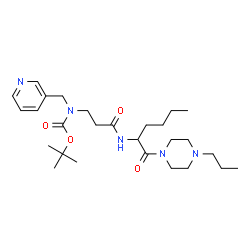 ChemSpider 2D Image | 2-Methyl-2-propanyl (3-oxo-3-{[1-oxo-1-(4-propyl-1-piperazinyl)-2-hexanyl]amino}propyl)(3-pyridinylmethyl)carbamate | C27H45N5O4